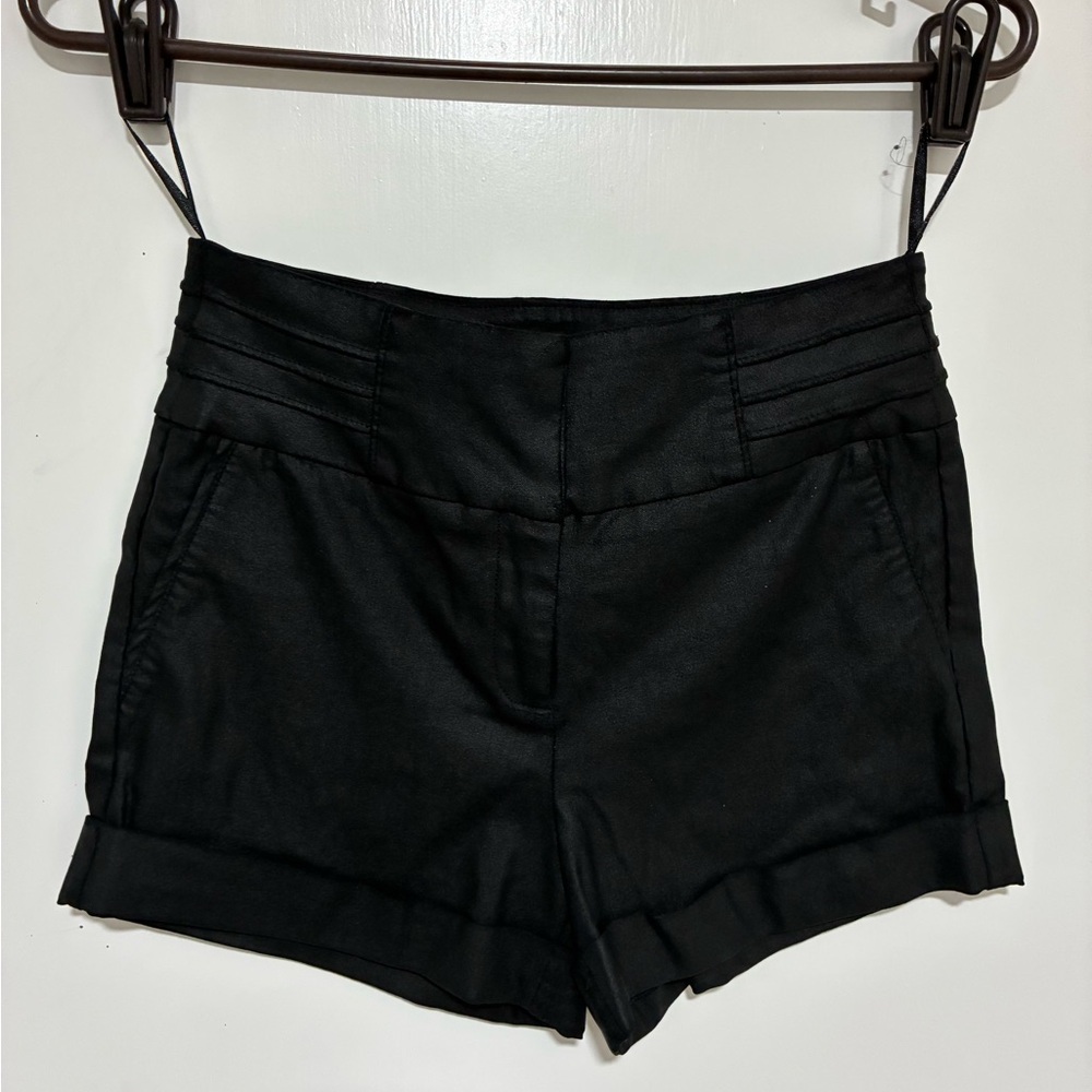 Gianni Bini Black High Waist Shorts with Tailored Cuffed Hem